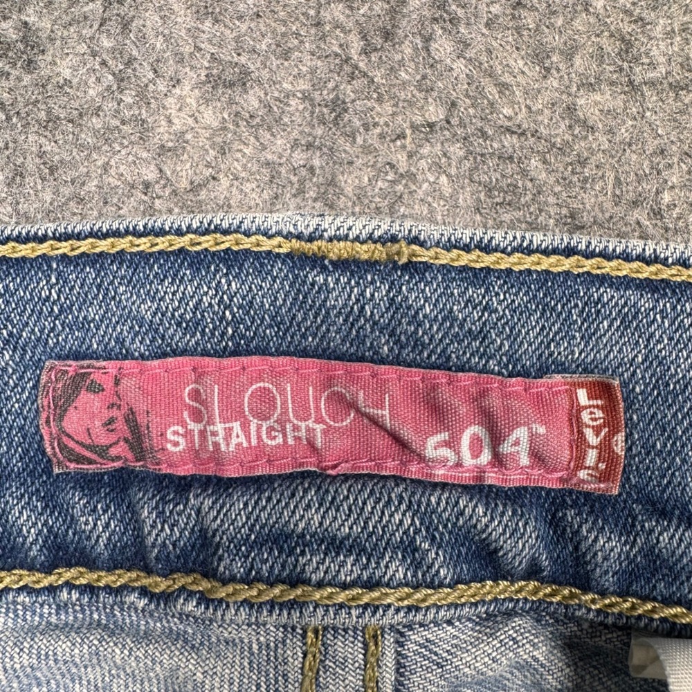 Levis 504 Slouch Straight Denim Shorts Medium Wash Cut Off Frayed Hem Size 7M JR - Picture 7 of 10